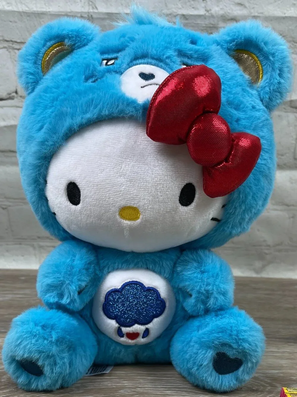 RARE BLUE HELLO KITTY AS GRUMPY CARE BEAR PLUSH